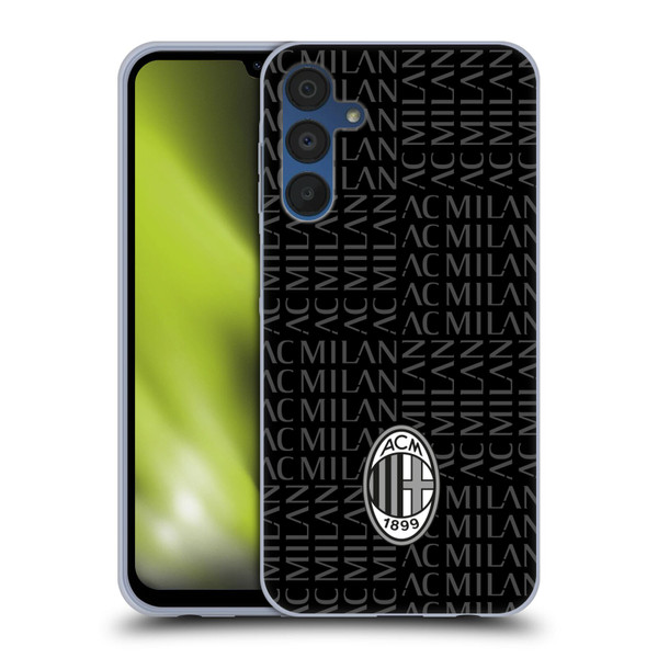 AC Milan Crest Patterns Black And Grey Soft Gel Case for Samsung Galaxy A15 & MagSafe