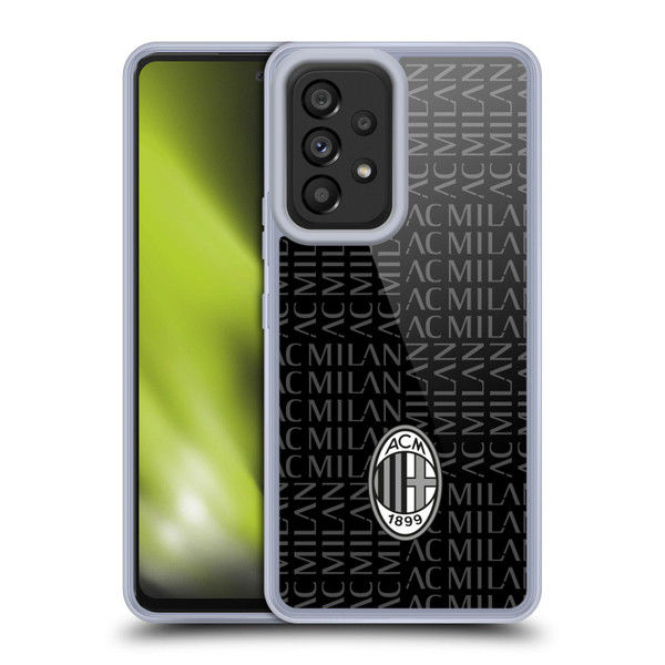 AC Milan Crest Patterns Black And Grey Soft Gel Case for Samsung Galaxy A53 5G (2022)