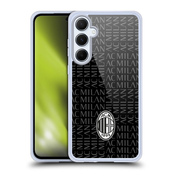 AC Milan Crest Patterns Black And Grey Soft Gel Case for Samsung Galaxy A55 5G