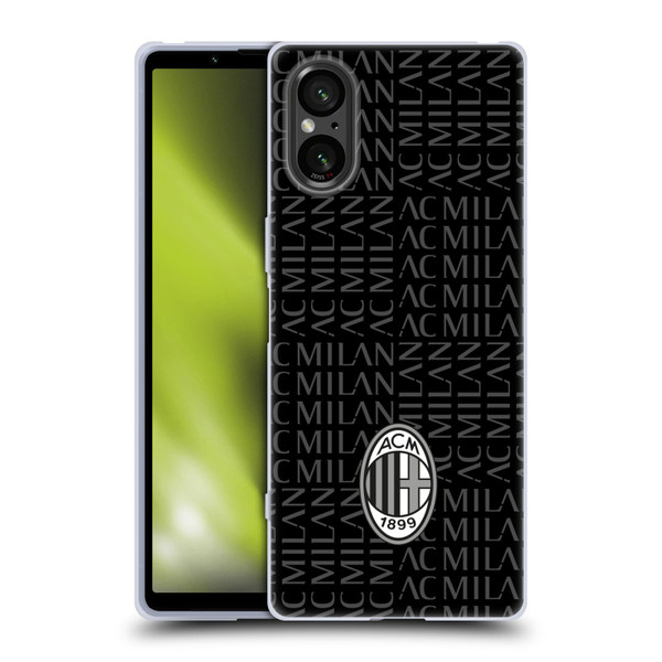 AC Milan Crest Patterns Black And Grey Soft Gel Case for Sony Xperia 5 V 5G