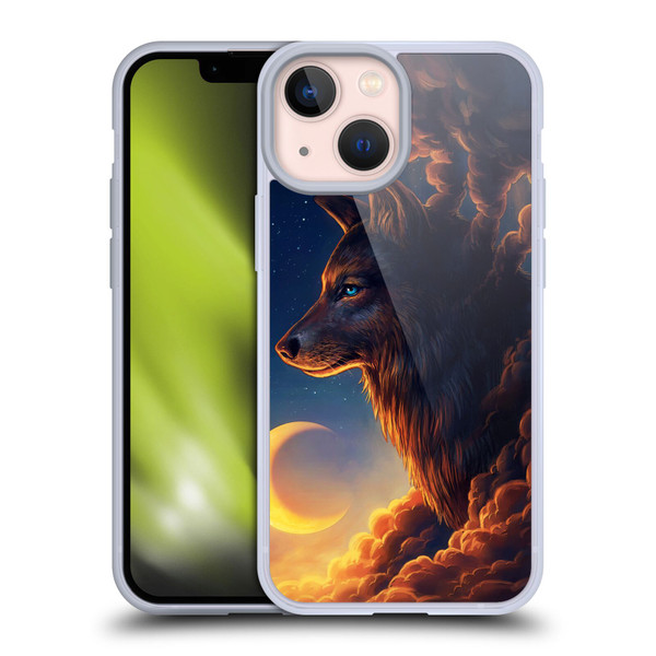 Jonas "JoJoesArt" Jödicke Wildlife 2 Golden Moon Soft Gel Case for Apple iPhone 13 Mini