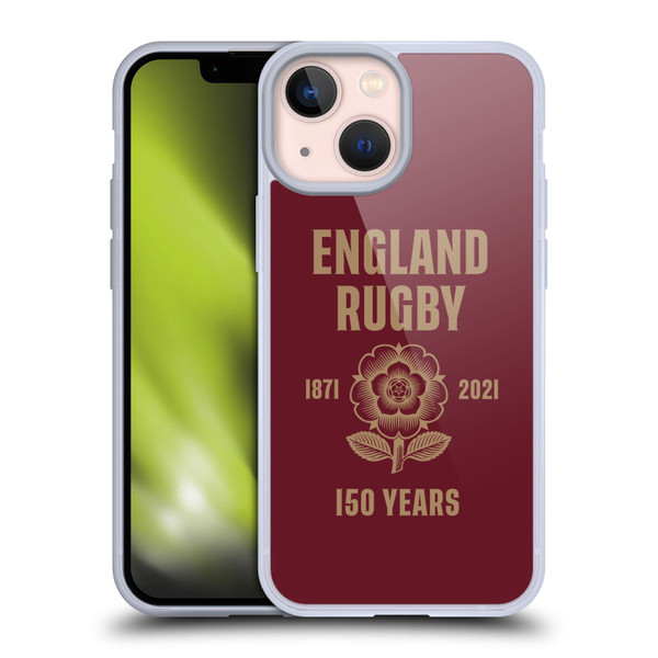 England Rugby Union 150th Anniversary Red Soft Gel Case for Apple iPhone 13 Mini