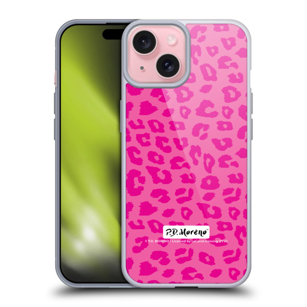 P.D. Moreno Patterns Pink Leopard Soft Gel Case for Apple iPhone 15