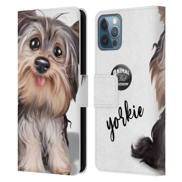 Animal Club International Faces Yorkie Leather Book Wallet Case Cover For Apple iPhone 12 / iPhone 12 Pro