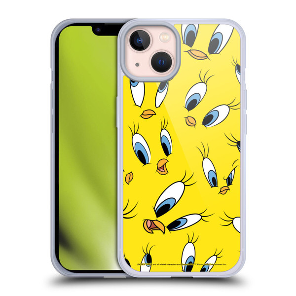Looney Tunes Patterns Tweety Soft Gel Case for Apple iPhone 13
