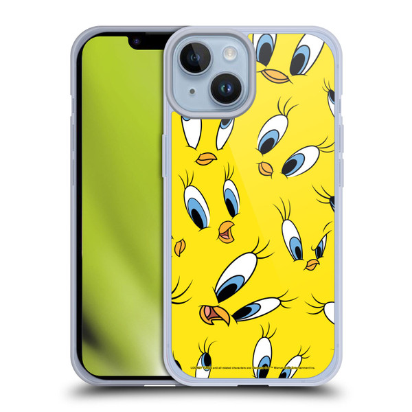 Looney Tunes Patterns Tweety Soft Gel Case for Apple iPhone 14