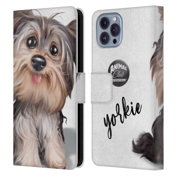 Animal Club International Faces Yorkie Leather Book Wallet Case Cover For Apple iPhone 14