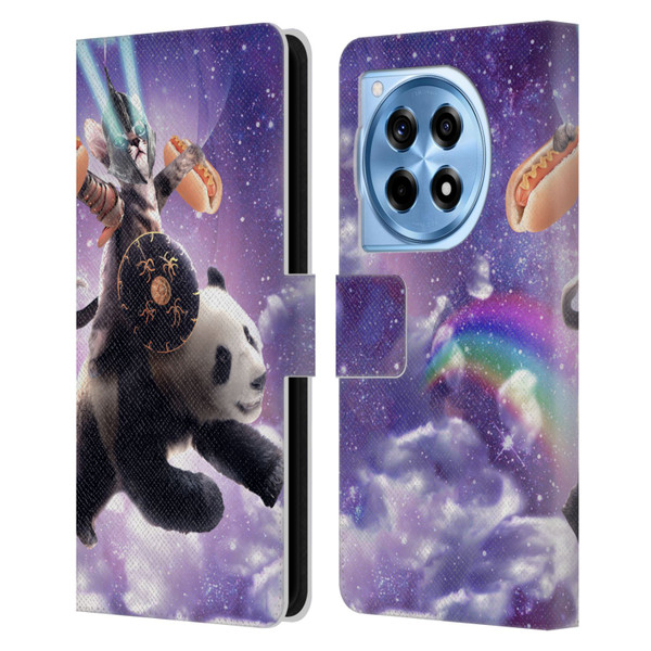 Random Galaxy Mixed Designs Warrior Cat Riding Panda Leather Book Wallet Case Cover For OnePlus 12R