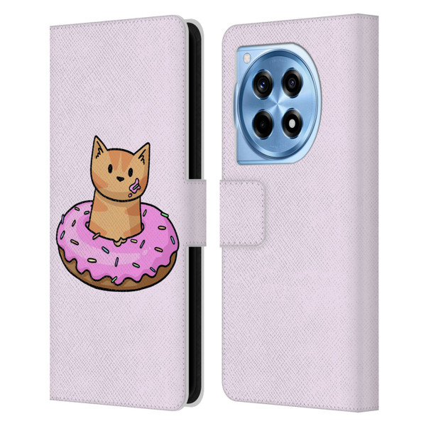 Beth Wilson Doodlecats Donut Leather Book Wallet Case Cover For OnePlus 12R