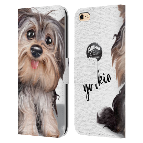 Animal Club International Faces Yorkie Leather Book Wallet Case Cover For Apple iPhone 6 / iPhone 6s