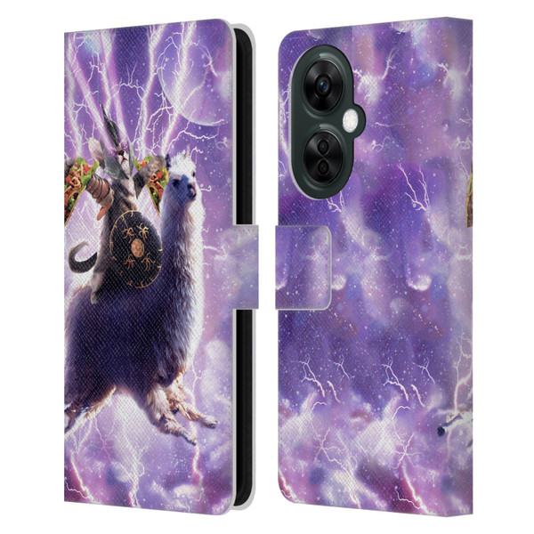 Random Galaxy Space Llama Lazer Cat & Tacos Leather Book Wallet Case Cover For OnePlus Nord CE 3 Lite 5G