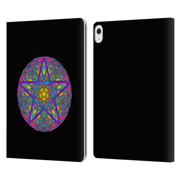 Beth Wilson Celtic Knot Stars Pagan Wicca Pentacle Leather Book Wallet Case Cover For Apple iPad Air 13 2024