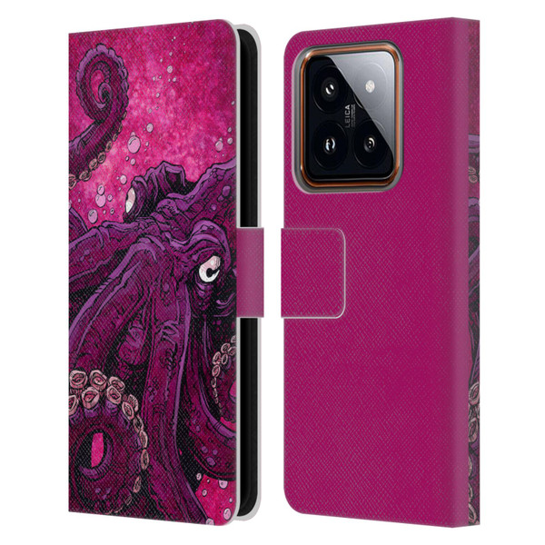 David Lozeau Colourful Grunge Octopus Squid Leather Book Wallet Case Cover For Xiaomi 14