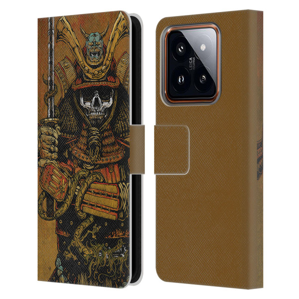David Lozeau Colourful Grunge Samurai Leather Book Wallet Case Cover For Xiaomi 14