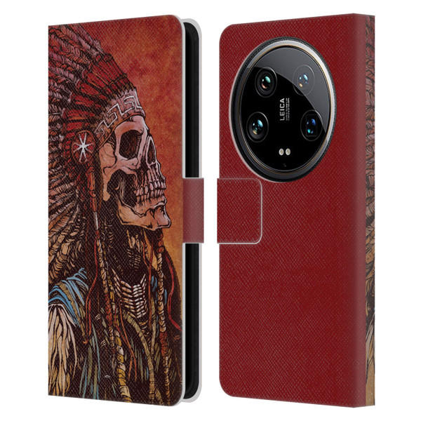 David Lozeau Colourful Grunge Native American Leather Book Wallet Case Cover For Xiaomi 14 Ultra
