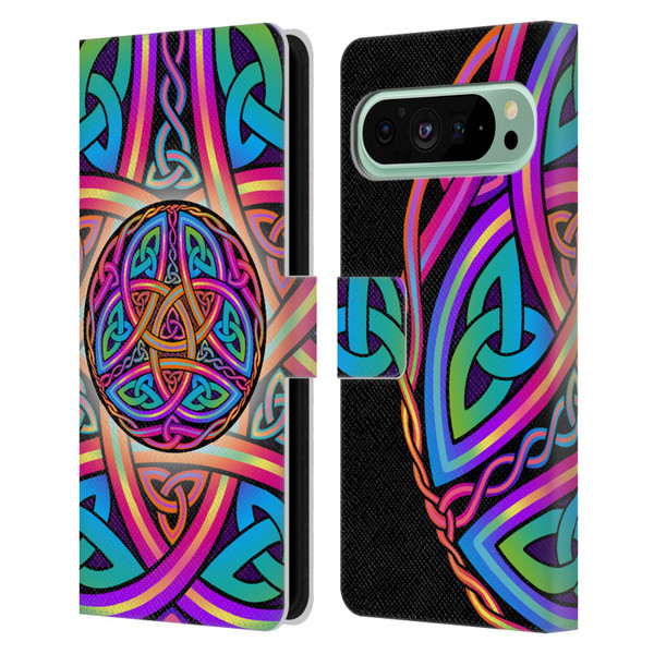 Beth Wilson Rainbow Celtic Knots Divine Leather Book Wallet Case Cover For Google Pixel 9 Pro XL