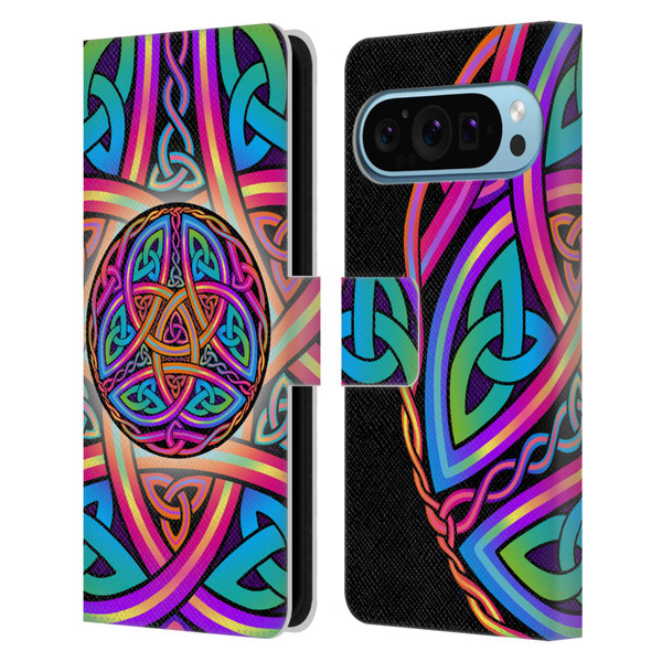 Beth Wilson Rainbow Celtic Knots Divine Leather Book Wallet Case Cover For Google Pixel 9 / Pixel 9 Pro