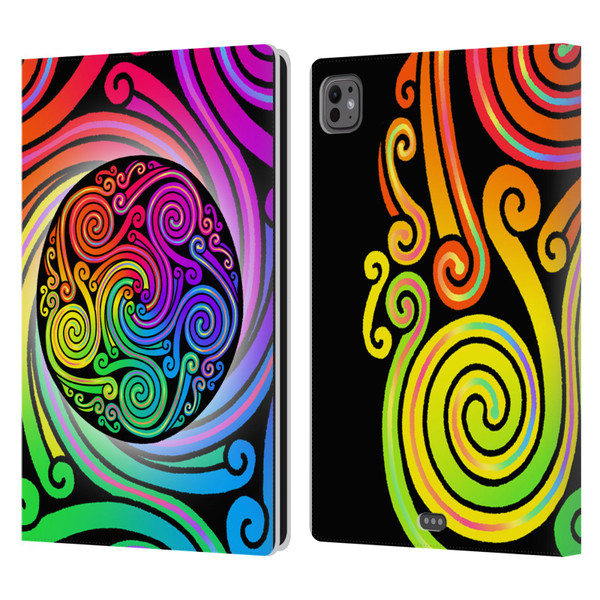 Beth Wilson Rainbow Celtic Knots Spirals Leather Book Wallet Case Cover For Apple iPad Pro 11 M4 2024