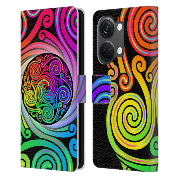 Beth Wilson Rainbow Celtic Knots Spirals Leather Book Wallet Case Cover For OnePlus Nord 3 5G