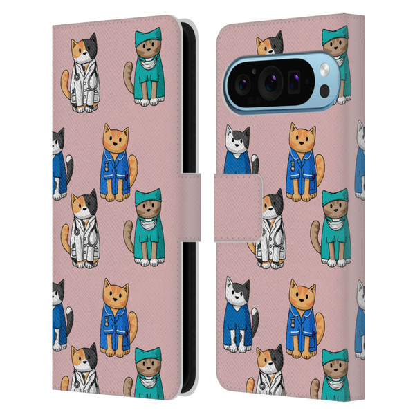 Beth Wilson Doodle Cats 2 Professionals Leather Book Wallet Case Cover For Google Pixel 9 / Pixel 9 Pro