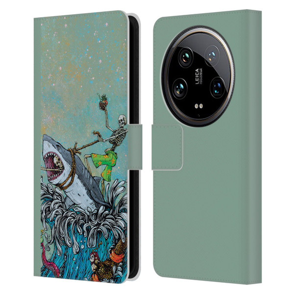 David Lozeau Colourful Art Surfing Leather Book Wallet Case Cover For Xiaomi 14 Ultra