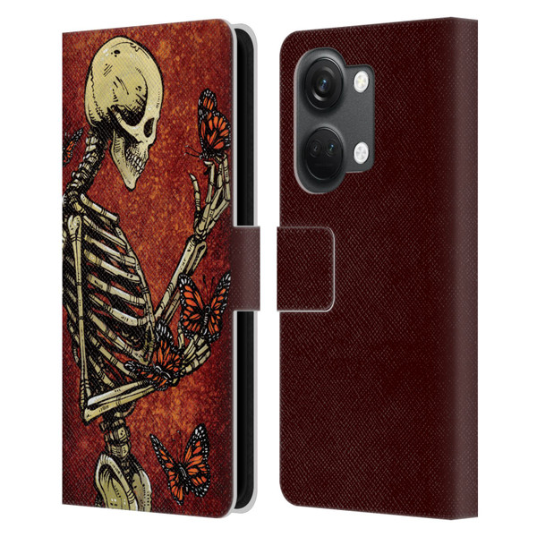 David Lozeau Skeleton Grunge Butterflies Leather Book Wallet Case Cover For OnePlus Nord 3 5G