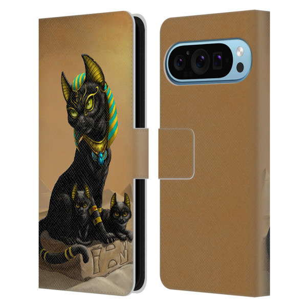 Stanley Morrison Art Egyptian Bastet Cat & Kittens Leather Book Wallet Case Cover For Google Pixel 9 / Pixel 9 Pro