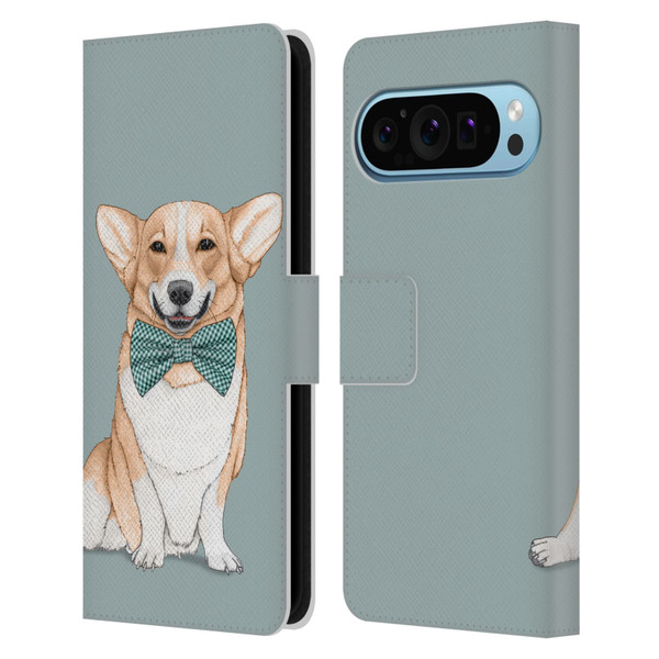 Barruf Dogs Corgi Leather Book Wallet Case Cover For Google Pixel 9 / Pixel 9 Pro