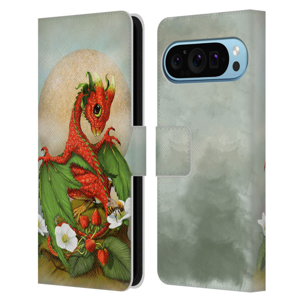 Stanley Morrison Dragons 3 Strawberry Garden Leather Book Wallet Case Cover For Google Pixel 9 / Pixel 9 Pro