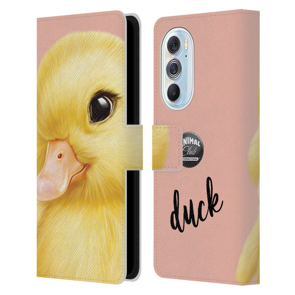 Animal Club International Faces Duck Leather Book Wallet Case Cover For Motorola Edge X30