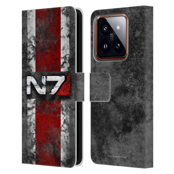 EA Bioware Mass Effect Graphics N7 Logo Distressed Leather Book Wallet Case Cover For Xiaomi 14