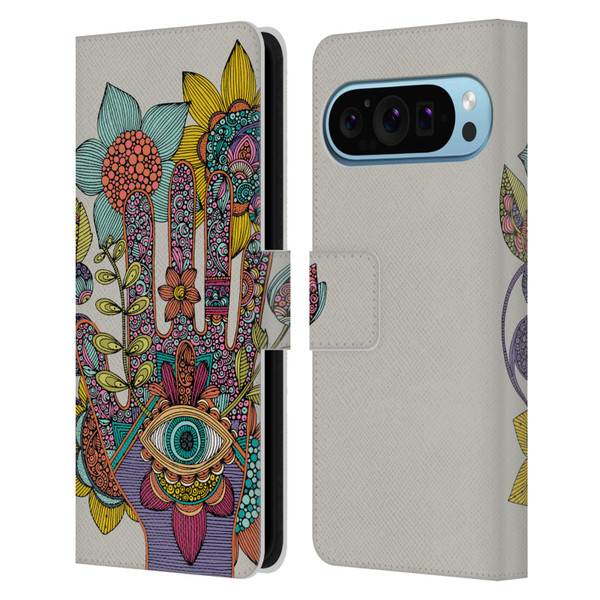 Valentina Symbols Illustration Hamsa Leather Book Wallet Case Cover For Google Pixel 9 / Pixel 9 Pro