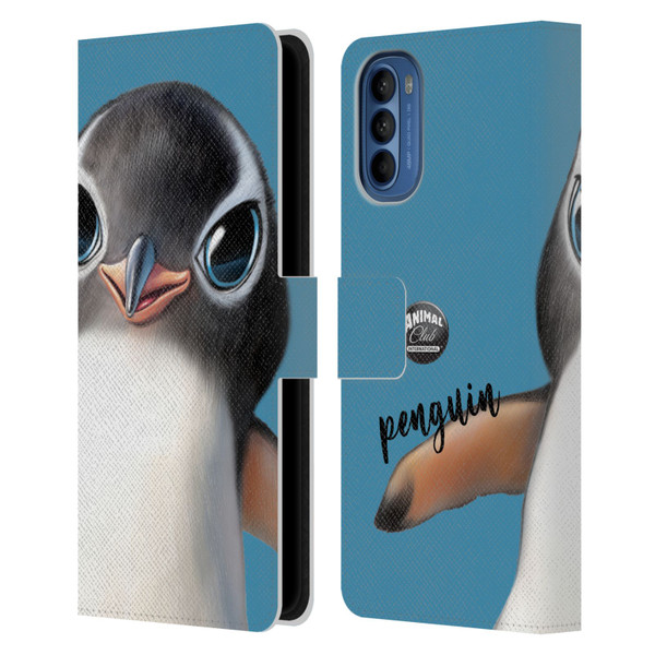 Animal Club International Faces Penguin Leather Book Wallet Case Cover For Motorola Moto G41