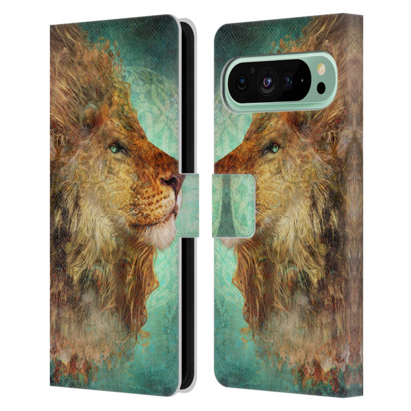 Jena DellaGrottaglia Animals Lion Leather Book Wallet Case Cover For Google Pixel 9 Pro XL