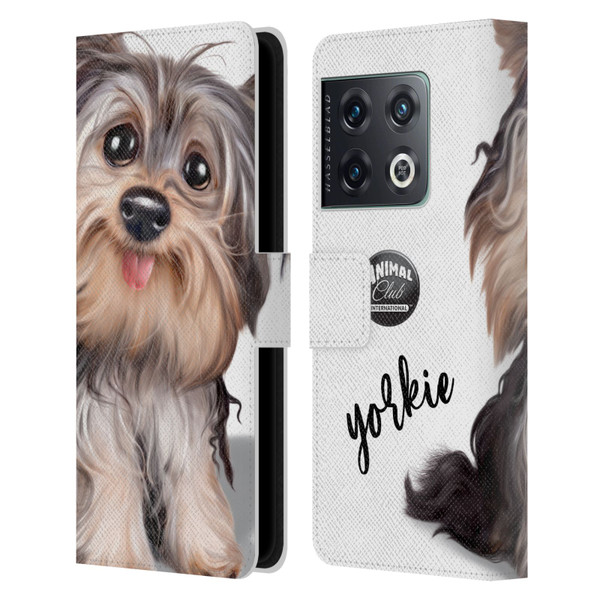 Animal Club International Faces Yorkie Leather Book Wallet Case Cover For OnePlus 10 Pro