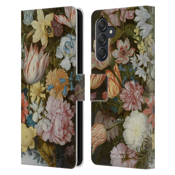 The National Gallery Art A Still Life Of Flowers In A Wan-Li Vase Leather Book Wallet Case Cover For Samsung Galaxy M55 5G