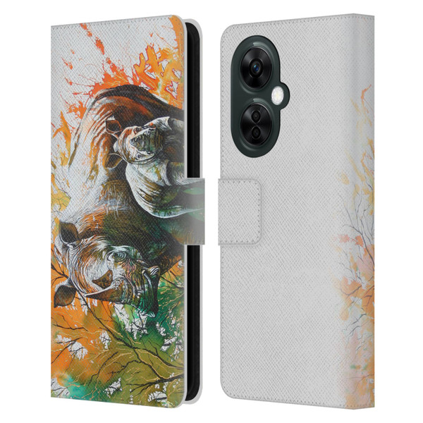 Graeme Stevenson Assorted Designs Rhino Leather Book Wallet Case Cover For OnePlus Nord CE 3 Lite 5G