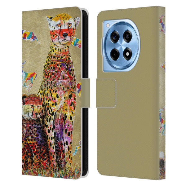 Graeme Stevenson Colourful Wildlife Cheetah Leather Book Wallet Case Cover For OnePlus 12R