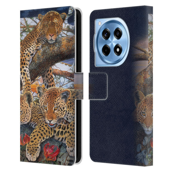 Graeme Stevenson Wildlife Leopard Leather Book Wallet Case Cover For OnePlus 12R