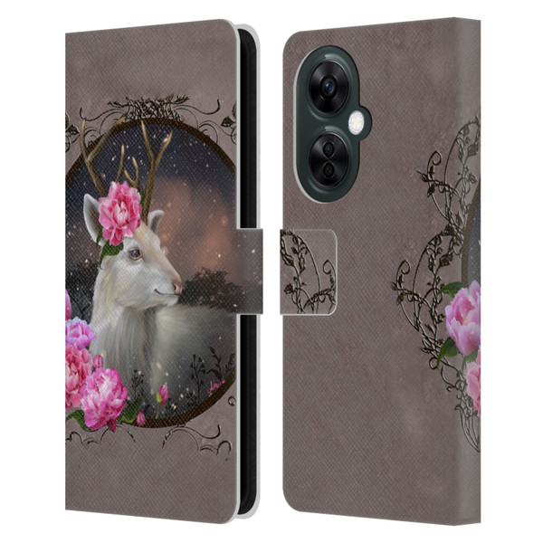 Ash Evans Animals White Deer Leather Book Wallet Case Cover For OnePlus Nord CE 3 Lite 5G