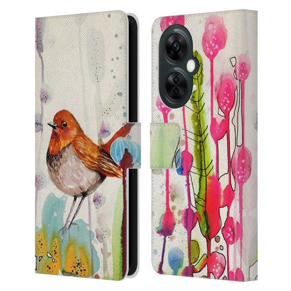 Sylvie Demers Birds 3 Sienna Leather Book Wallet Case Cover For OnePlus Nord CE 3 Lite 5G