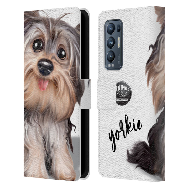 Animal Club International Faces Yorkie Leather Book Wallet Case Cover For OPPO Find X3 Neo / Reno5 Pro+ 5G
