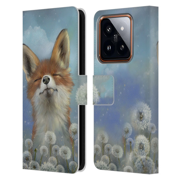 Ash Evans Animals Dandelion Fox Leather Book Wallet Case Cover For Xiaomi 14
