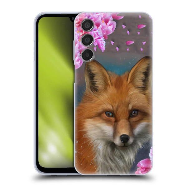 Ash Evans Animals Fox Peonies Soft Gel Case for Samsung Galaxy M15/F15 5G