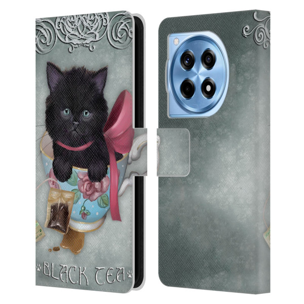 Ash Evans Black Cats Tea Leather Book Wallet Case Cover For OnePlus 12R