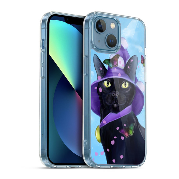 Ash Evans Black Cats Butterfly Sky Soft Gel Case for Apple iPhone 13 Mini & MagSafe
