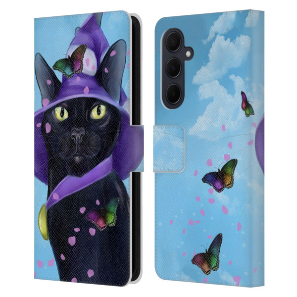 Ash Evans Black Cats Butterfly Sky Leather Book Wallet Case Cover For Samsung Galaxy A35 5G