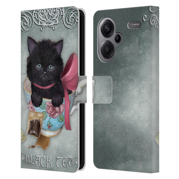 Ash Evans Black Cats Tea Leather Book Wallet Case Cover For Xiaomi Redmi Note 13 Pro Plus 5G