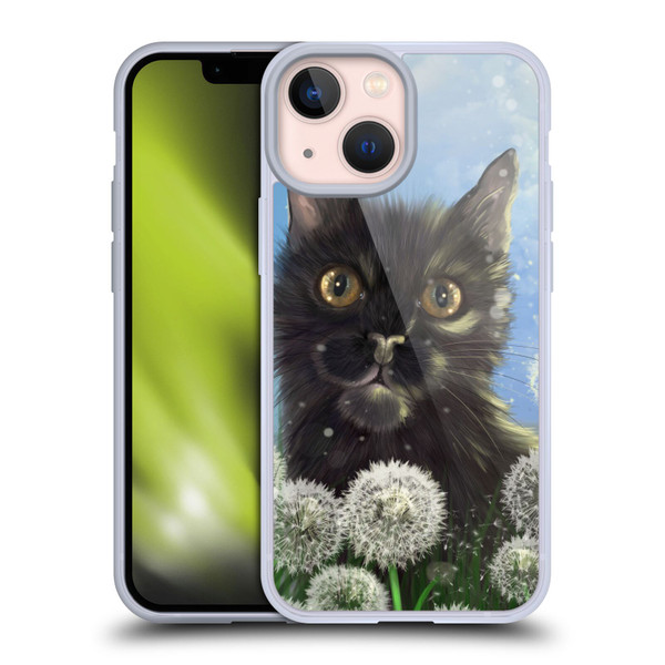 Ash Evans Black Cats 2 Dandelions Soft Gel Case for Apple iPhone 13 Mini