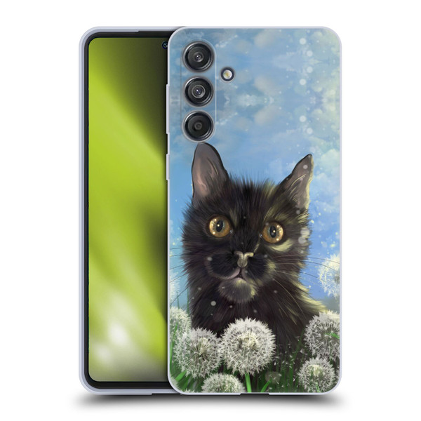 Ash Evans Black Cats 2 Dandelions Soft Gel Case for Samsung Galaxy M55 5G